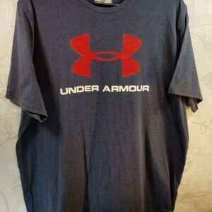 Under Armour Men's Charcoal and Red Logo Tee